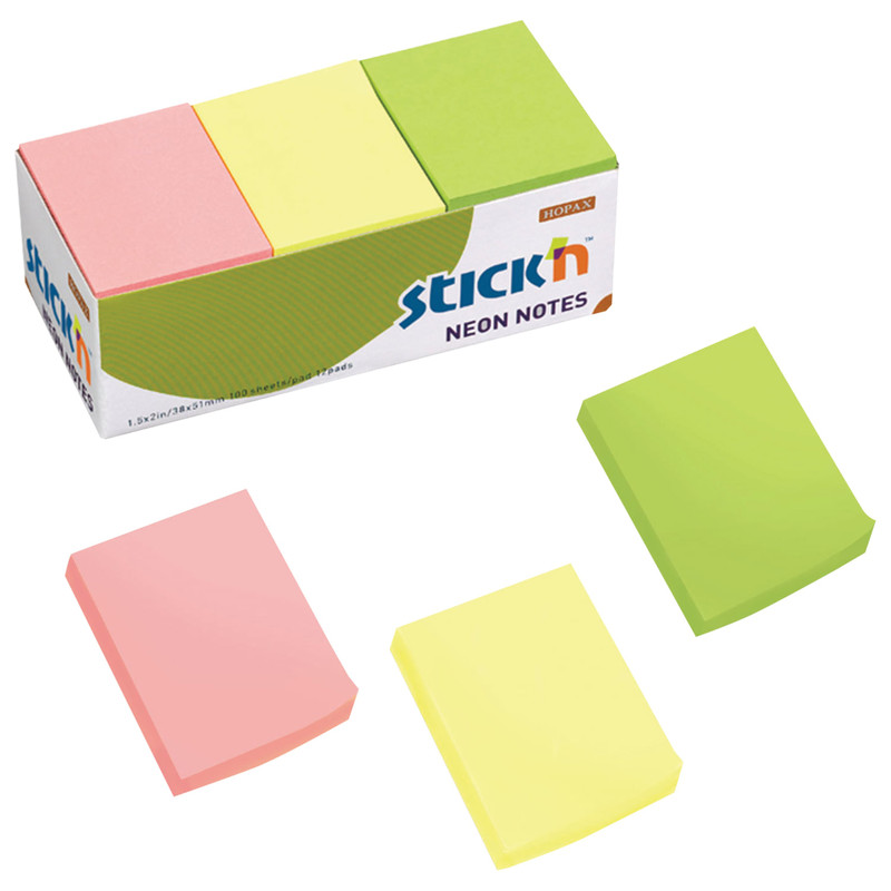 Блок самоклеящийся бумажный Stick`n 21131 38x51мм 100лист. 70г/м2 неон. цвет ассорти