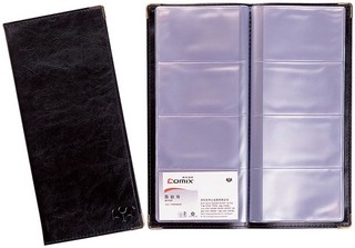 Визитница 'COMIX' на 96 карточек, черная, с железными уголками