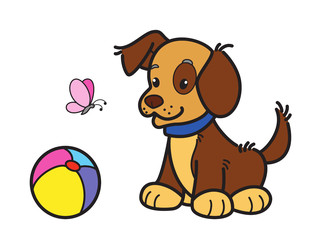 Щенок. Раскрась по образцу 4