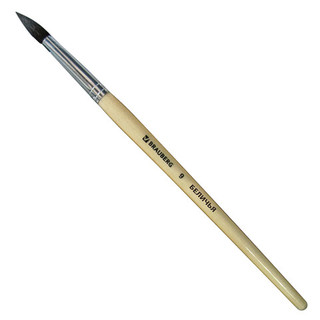 Кисть беличья, круглая, №9 Brauberg, цвет бежевый