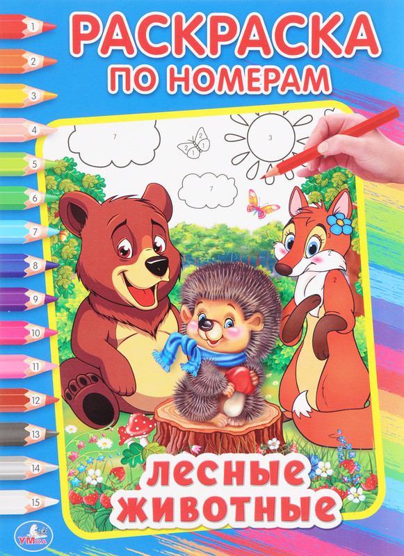 Лесные животные. Раскраска по номерам