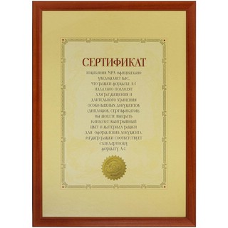 Фоторамка MPA certificate А4 21x30 см Derby, Клен (5006-A4F) 1