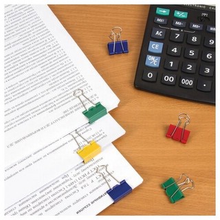 Зажим для бумаг 25 мм, металлический, цветной. Цена за 1 шт. 5