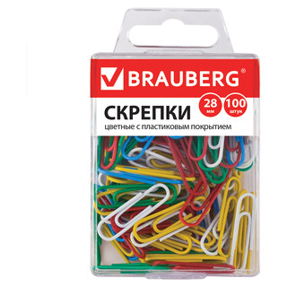 Brauberg Скрепки цветные 28 мм 100 шт