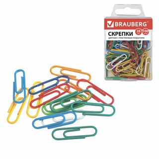 Brauberg Скрепки цветные 28 мм 100 шт 2