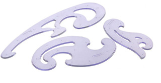 Геометрический набор Стамм, пластмассовый, лекала 25см; 17см; 12см.  2