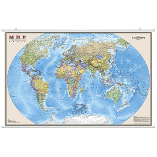 Политическая карта Мира на рейках, 1:35 000 000, ламинированная, 90 x 58 см, Ди Эм Би (DMB) ОСН1224080