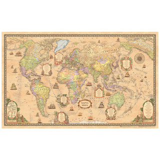 Карта мира 'Ретро' интерактивная, 1:25 000 000, ламинированная, 124 х 75 см, Ди Эм Би (DMB)