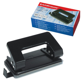 Дырокол металлический малый "Quadro", на 10 листов, черный Er...