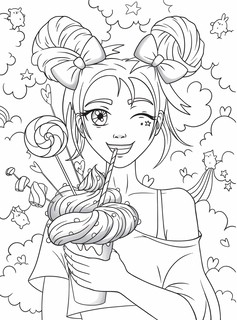 Kawaii Раскраска 2