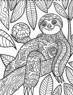 Раскраска антистресс на гребне. Ленивые животные 2