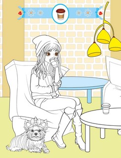 В кафе. Книжка-раскраска с наклейками для девочек 6