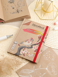 Скетчбук 'Яркие краски' с пошаговыми эскизами, крафт 4