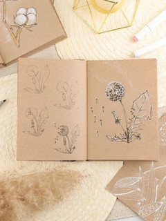 Скетчбук 'Яркие краски' с пошаговыми эскизами, крафт 5