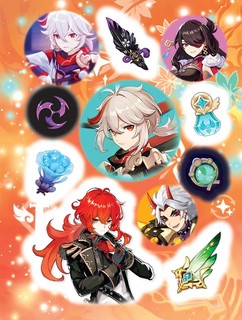 Наклейки Genshin Impact (голубые) 3