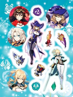 Наклейки Genshin Impact (голубые) 4