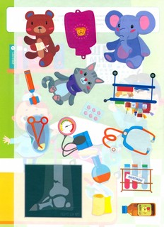 Многоразовые наклейки. У врача. Дополни картинку  3