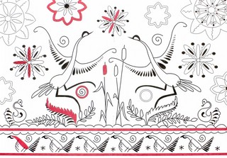 Раскраска 'Народное творчество. Мезенская роспись' 2