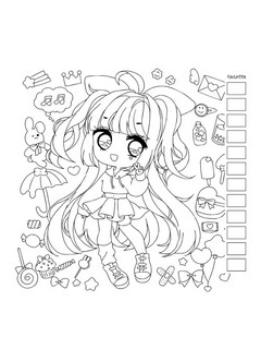 Раскраска для работы маркерами 'Аниме' разноцветная, комикс 4