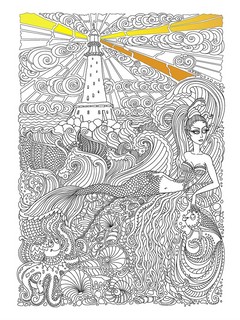 Легенда о драконе. Большая раскраска с мелкими деталями и цветными фрагментами (дракон) 7