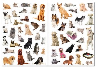 Наклейки многоразовые 'Кошки и собаки' 2