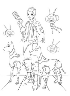 Аниме-раскраска Киберпанк 3