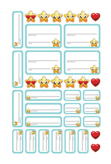 Наклейки для первоклашек на школьные принадлежности. С вырубкой 2