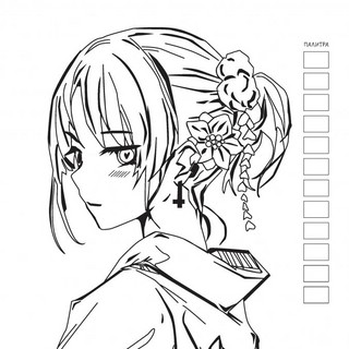 Раскраска АНИМЕ для работы маркерами (фиолетовая с мальчиком) 2