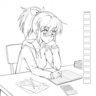 Раскраска АНИМЕ для работы маркерами (фиолетовая с мальчиком) 7