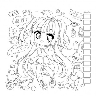 Раскраска АНИМЕ для работы маркерами (фиолетовая с мальчиком) 9