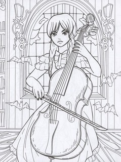 Девочка с косичками. Не очень страшные раскраски 5