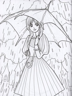 Девочка с косичками. Не очень страшные раскраски 6