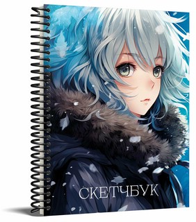 Новогодний скетчбук Аниме, 160 гр/м2, синий
