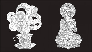 Теплый восток. Раскраска на черном фоне 3