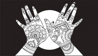 Теплый восток. Раскраска на черном фоне 5