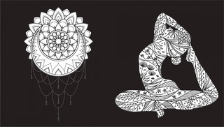 Теплый восток. Раскраска на черном фоне 7