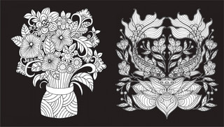 Чарующие цветы. Раскраска на черном фоне 5