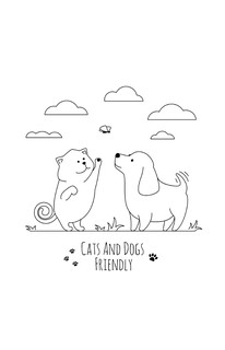 Щеночки и котята. Открытка-раскраска 5