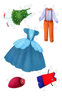 Мой день, раскраска, 2 бумажных куклы, наряды 7