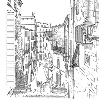 Раскраска Городские пейзажи (Рим) 9