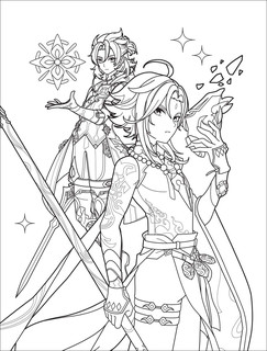 Раскраска Genshin Impact, А4, бирюзовая 4