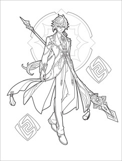 Раскраска Genshin Impact, А4, фиолетовая 2