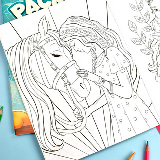 Раскраска Девочки и животные, 5+ 4