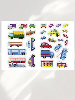 Машины едут в гараж. Многоразовые наклейки 4