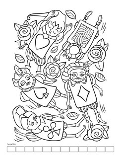 Раскраска Путешествие в Страну Чудес (Алиса и часы) 6