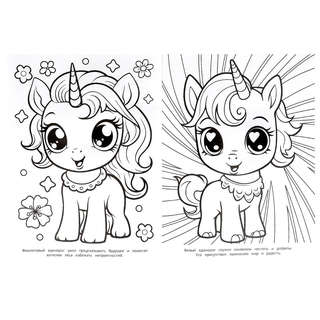 Раскраска 'Разноцветные единороги' 4