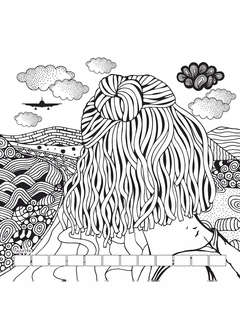 Раскраска Relax (девочка с котом) 2