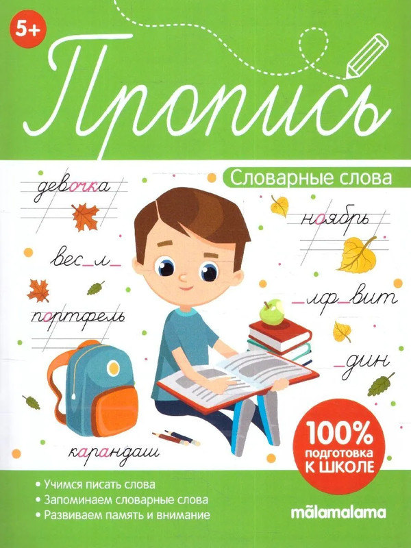 Словарные слова, Пропись, 100% подготовка к школе