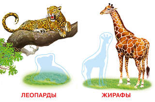 Звери Африки: Аппликация и карточки Мамы и малыши 2