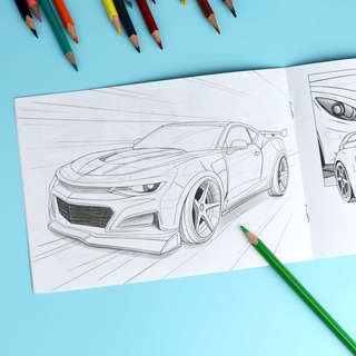 Книжка-раскраска 'Спортивные машины', серия Крутые гонки 4